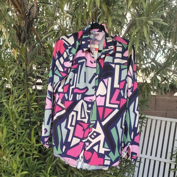 NWT CASUAL LONG SLEEVE BLOUSE TOP BUTTON UP SHIRT LARGE - Picture 3 of 17